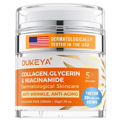 OUKEYA Collagen, Retinol Hyaluronic Acid Cream - Anti-Aging Face Moisturizer for Face, Neck D collet , Daily Moisturizer Face Cream - 1.7 fl.oz with 5 Hyaluronic Acid Niacinamide