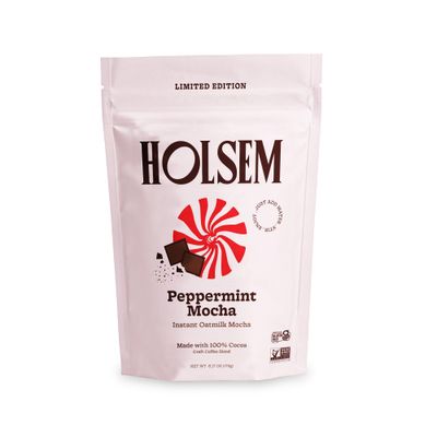 Peppermint Mocha Instant Oat Milk Latte by Holsem Coffee, Organic Ingredients, Premium Coffee, Non-GMO, Vegan, Gluten Free, 5 Servings