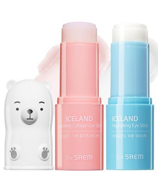 The SAEM Iceland Hydrating Collagen Eye Stick 2 Pack - Cooling Anti-Wrinkle Eye Balm for Dark Circles and Puffiness - Under Eye Treatment - Reduce Wrinkles and Moisturizing - Duo Set
