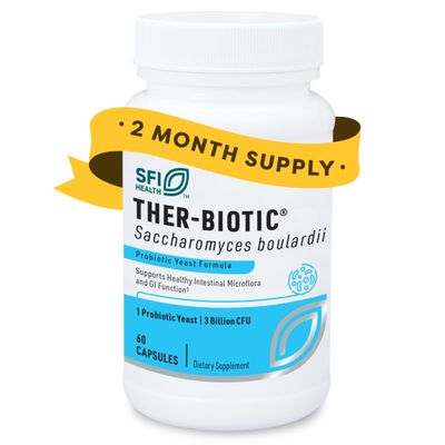 Klaire Labs SFI Health Ther-Biotic Saccharomyces Boulardii Probiotics for Women Men - S Boulardii Probiotics for Digestive Health Immune Support - Supports Healthy Intestinal Flora (60 Capsules)