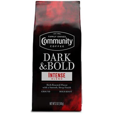 Community Coffee Dark Bold Intense Blend, Dark Roast Ground Coffee, 12 Ounce Bag (Pack of 1)