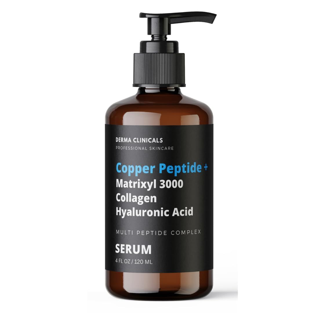 Copper Peptide Matrixyl 3000, Collagen, Hyaluronic Acid Serum for face, Multi Peptide Firming and Plumping Serum, Anti-Wrinkle, Anti-Aging Face Serum - 4oz