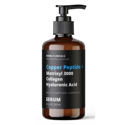 Copper Peptide Matrixyl 3000, Collagen, Hyaluronic Acid Serum for face, Multi Peptide Firming and Plumping Serum, Anti-Wrinkle, Anti-Aging Face Serum - 4oz