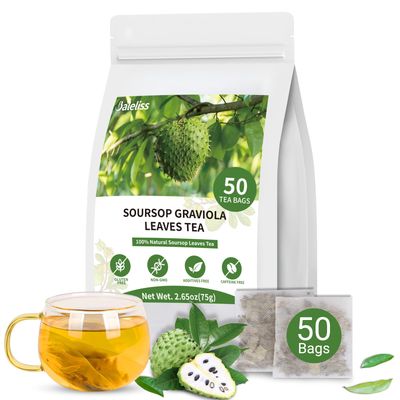 Soursop Leaves Tea Bag Organic, Pure and Natural Soursop Graviola Leaves for Digestion, Boosting Immune, Improving Sleep Skin Health - Hojas De Guanabana Tea 50 Teabags1Pack)