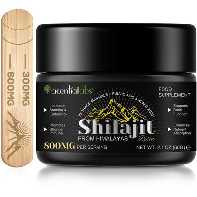 shilajit Pure Himalayan Organic, Contains 85 Trace Minerals and Humic Acid, Improves Metabolism and Combats Fatigue, Immune Support, 2.1 OZ (4 Months Supply), Black