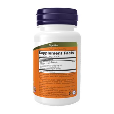 NOW Foods Supplements, 8 Billion Acidophilus Bifidus, Dairy, Soy and Gluten Free, Strain Verified, 60 Veg Capsules