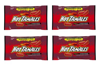 Hot Tamales 3.5 oz Bags - Pack of 4 Bags - Delicious Classic Flavors - Tasty Cinnamon Chewy Candy - Perfect for Anytime and Anywhere