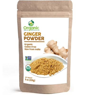 Organic Ginger Powder 8 oz (226g) USDA Organics and Non-GMO Verified Project Approved Product of India 100 Raw and Natural Resealable Kraft Bag by SHOPOSR