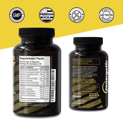 ZENERGETIC Thyroid Support Supplement with L Tyrosine Iodine Focus, Clarity, Energy Metabolism Ashwagandha, Vitamin B-12, Magnesium, Schisandra Hormonal Balance for Women Men Non GMO