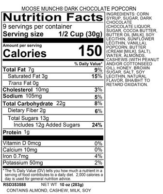 Harry David Moose Munch Premium Popcorn Box - Dark Chocolate, 10 oz
