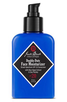 Jack Black Double-Duty Face Moisturizer, 3.3 Fl. Oz - SPF 20 Sun Protection, Long Lasting Hydrating Skincare, Lightweight Moisturizer, Men s Facial Moisturizer