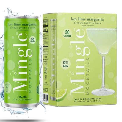 Mingle Mocktails Key Lime Margarita, Non-Alcoholic Drinks, Tangy, Sweet, and Sour Pre-Mixed Drinks, Canned Mocktails, 12 fl. oz. Cans, Pack of 24