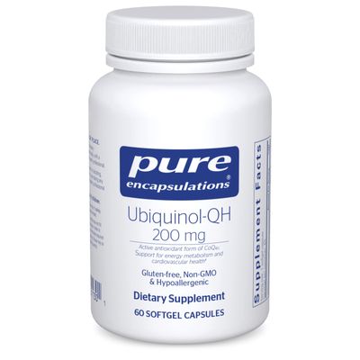 Pure Encapsulations Ubiquinol-QH - 200 mg Ubiquinol - Active Form of Coenzyme Q10 - Heart Health Energy Metabolism Support - Antioxidant Supplement - 60 Softgel Capsules