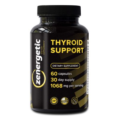ZENERGETIC Thyroid Support Supplement with L Tyrosine Iodine Focus, Clarity, Energy Metabolism Ashwagandha, Vitamin B-12, Magnesium, Schisandra Hormonal Balance for Women Men Non GMO