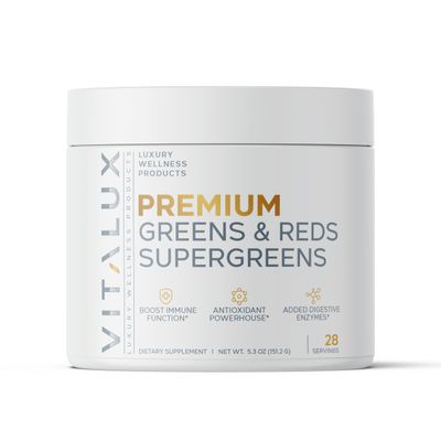VITALUX 1 Rated Premium Greens Reds Superfood Powder Immune Function, Added Antioxidants, Loaded w Digestive Enzymes 17 Powerful Ingredients 3rd Party Tested, Vegan USA Made - 28 Days