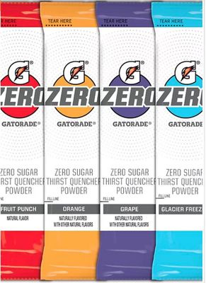 Gatorade G Zero Powder 4 Flavor Variety Pack 10 of Each FlavorPack of 40 0.10oz Glacier Freeze Orange Grape Fruit Punch