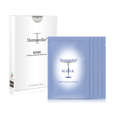 Dermaroller, Silk Face Masks Intensive Hyaluronic Acid Moisturizer with Matriyxl 3000 Tocopherol Boost Collagen Hydrate Dry Skin Reduce Fine Lines Wrinkles SingleUse Masks (5 masks)