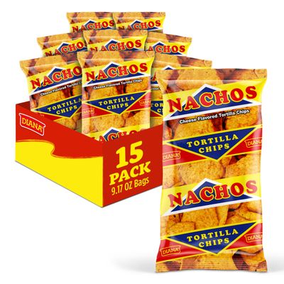 Diana Nachos Cheese-Flavored Tortilla Chips, 9.17 Oz (Pack of 15)