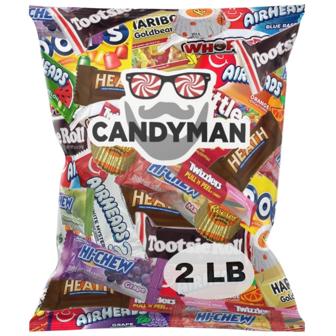CANDYMAN (2 LBS) Chocolate Candy Bundle with Mixed Individually Wrapped Treats, Fun and Mini Sized Chocolate and Candy for Easter Egg Fillers and Parties