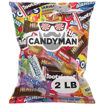 CANDYMAN (2 LBS) Chocolate Candy Bundle with Mixed Individually Wrapped Treats, Fun and Mini Sized Chocolate and Candy for Easter Egg Fillers and Parties