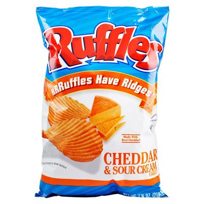 Ruffles Ridged Potato Chips, Cheddar and Sour Cream, 7.75 Ounce