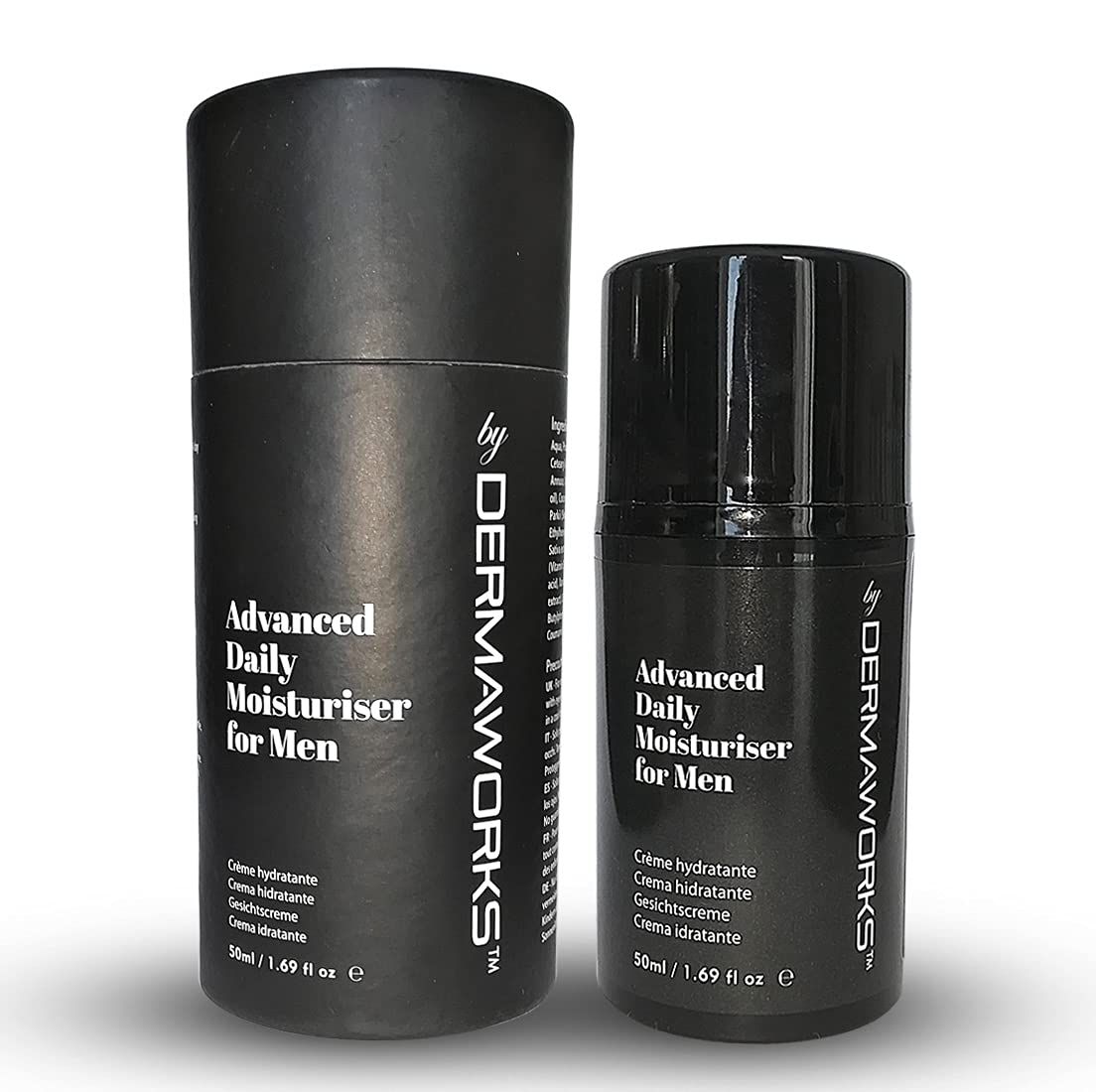 DERMAWORKS Face Moisturizer for Men - Hydrating Nourishing Cream - Daily Anti-Aging Facial Moisturizer with Hyaluronic Acid - Lightweight, Fast-Absorbing Formula for Smooth Revitalized Skin, 50ml