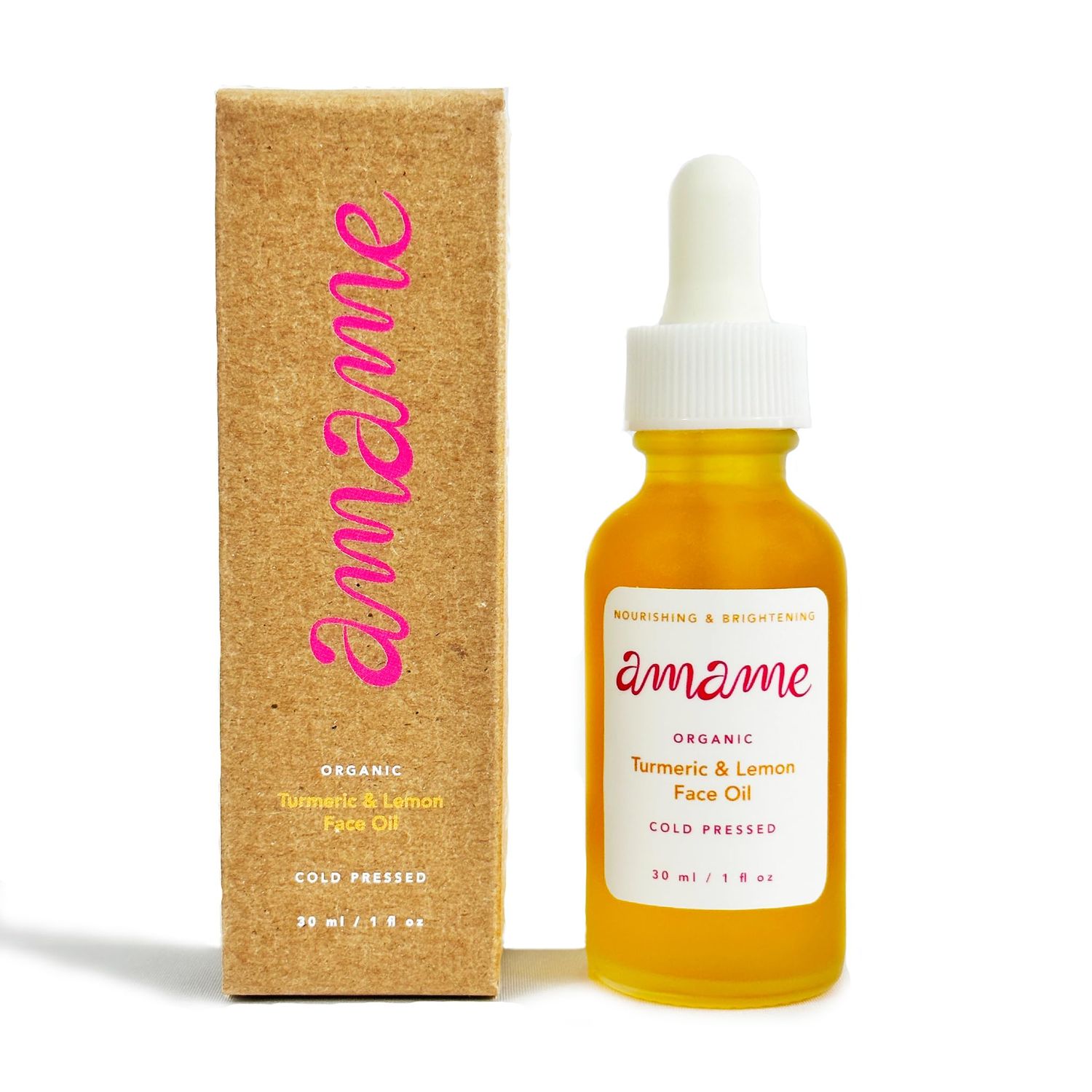 Amame Organic Certified Turmeric Brightening Serum for Face Face Oil Packed with Natural Vegan Ingredients for Healthy and Glowing Skin 1oz