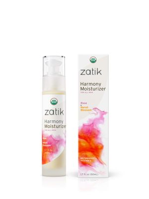Zatik Naturals - Harmony Moisturizer with Rose and Neroli Blossom, USDA Organic, Vegan, Non GMO, Gluten Free, Soy Free, Alcohol Free, pH Balanced, Biodegradable, 1.7 fl oz 50ml