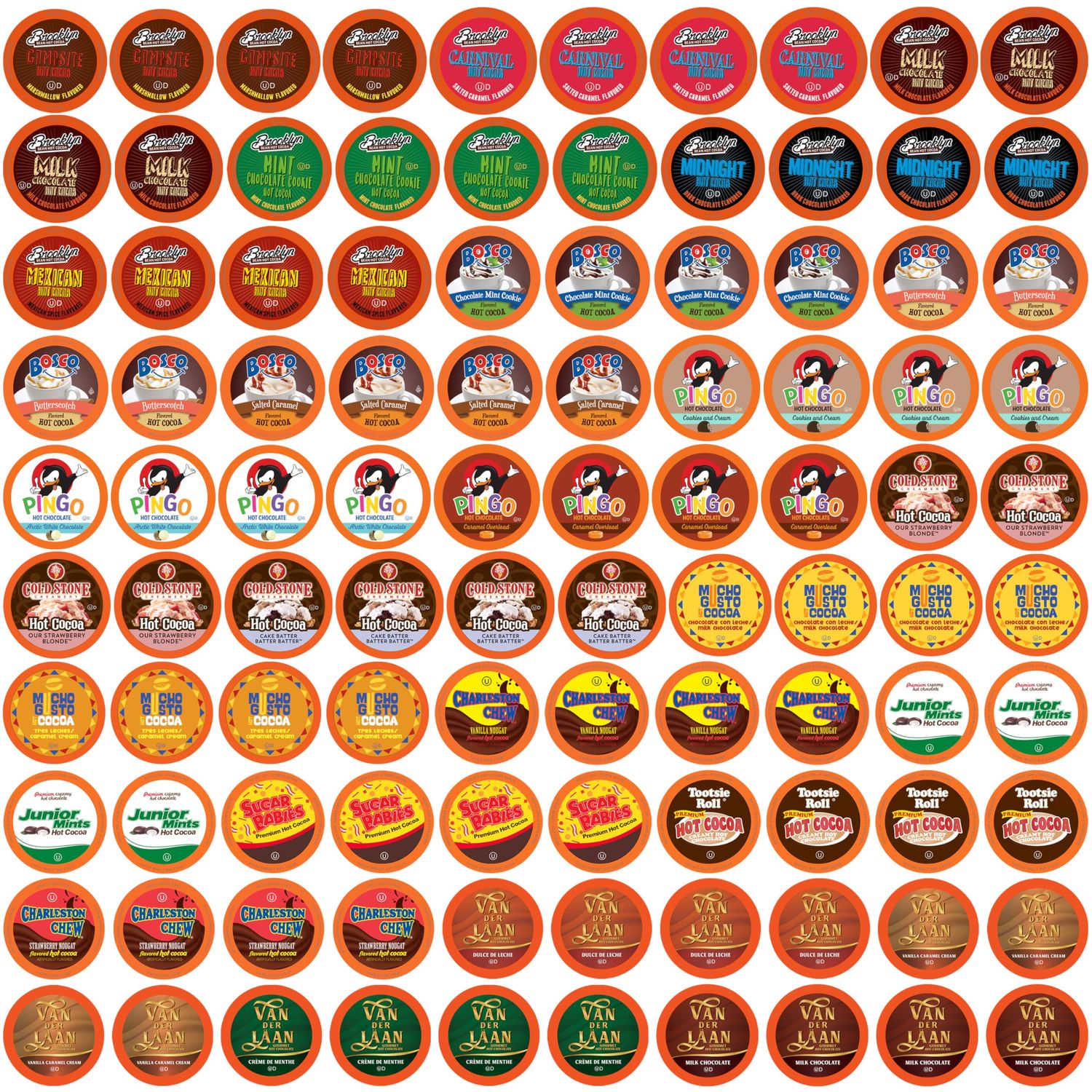 Two Rivers Hot Chocolate Pods, Single Serve Variety Pack for Keurig K Cup Brewers, Largest Assorted Sampler, Hot Cocoa, 100 Count
