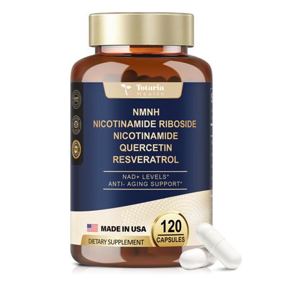 NMNH (Dihydronicotinamide Mononucleotide), Premium NMN Alternative Supplement with Flash-Free Niacinamide (Vitamin B3), Quercetin, and Trans-Resveratrol, 120 Capsules