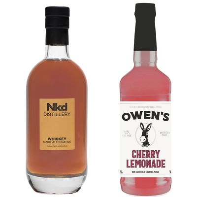 Nkd Distillery Whiskey Alternative Premium Non-Alcoholic Spirit 750 ML Bottles w Owen s Mixers Cherry Lemonade 32 OZ Bottles - Perfect for Mocktails - Made in USA
