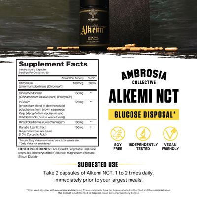 Alkemi NCT - Support Agent with Berberine, ProCynCi Cinnamon Extract, Chromium Picolinate, InSea2 , and GlucoVantage