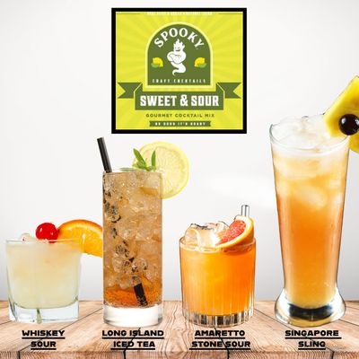 SPOOKY Beverages - Sweet and Sour Cocktail Mix - Real Lemon Real Sugar - No Artificial Colors, Flavors, or Corn Syrup - Premium Gluten Free Cocktail Mixer - 32 Ounces (Pack of 2)