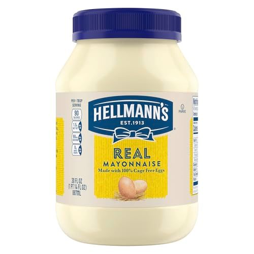 Hellmann&#39;s Mayonnaise Real Mayo 1 ct For A Creamy Sandwich Spread or Condiment Rich in Omega-3 ALA, Gluten Free 30 oz