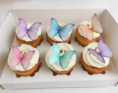 SS Cohen Edible Wafer Glutinous Paper Butterflies for Birthday Cake Decorating include 48 Pcs Colorful Small Pastel Cupcake Topper Decorations, Birthday Cake Topper (Mixed Colour)