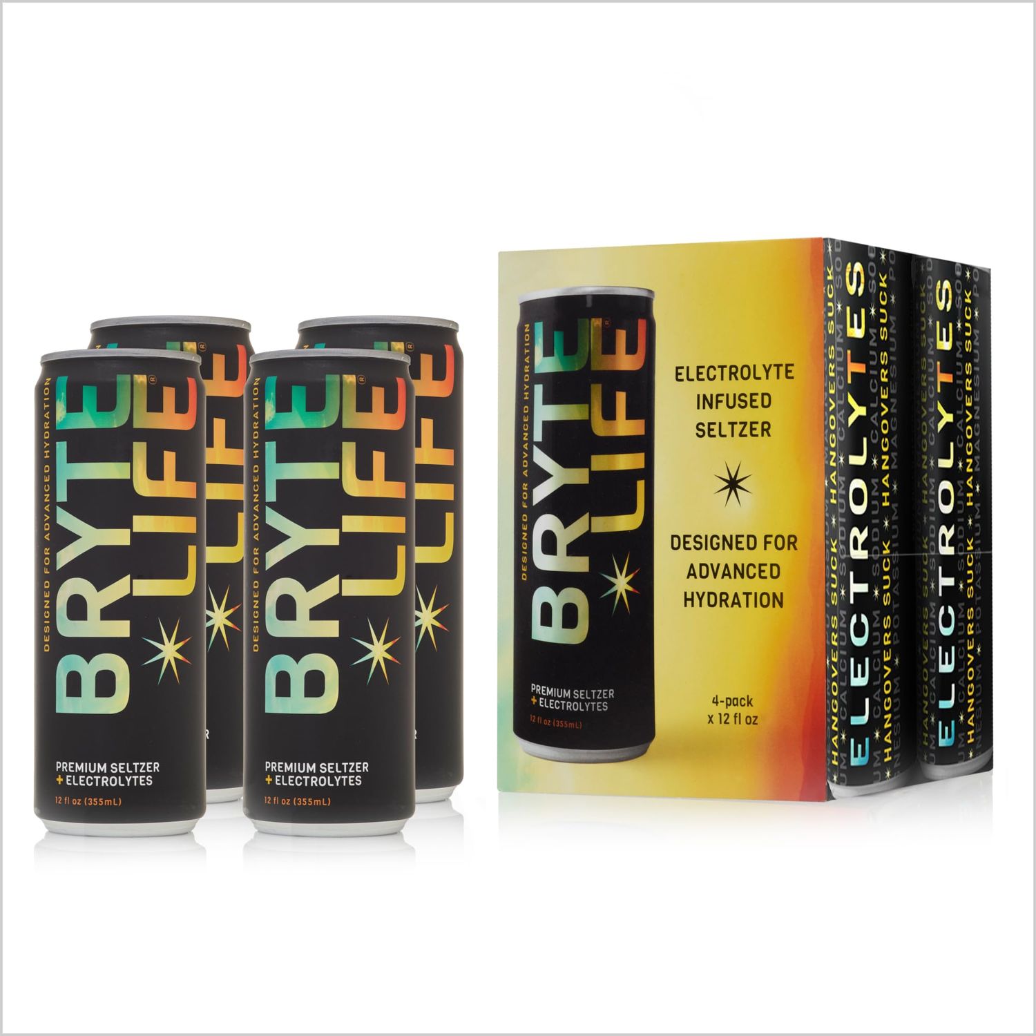 BRYTELIFE Electrolyte-Infused Seltzer - Non-Alcoholic Hydrating Drinks with Zero Sugar - Patented Electrolyte-Enriched Formula for Wellness and Hangover Recovery (12 oz x 12 pack)