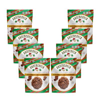 Undercover Chocolate Quinoa Crisps - Milk Chocolate Peppermint Quinoa Crisps 8-Pack, 2oz Bags Gluten Free, Nut-Free, Allergen Friendly, Kosher