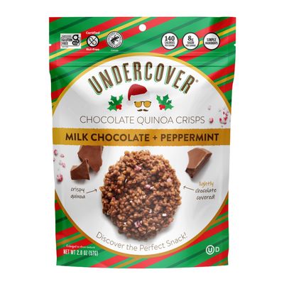 Undercover Chocolate Quinoa Crisps - Milk Chocolate Peppermint Quinoa Crisps 8-Pack, 2oz Bags Gluten Free, Nut-Free, Allergen Friendly, Kosher