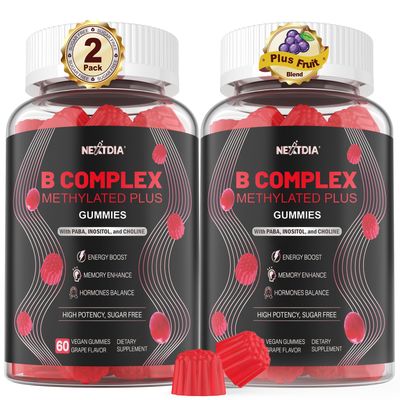Brain Mood Support Gummies, Super Vitamin B Complex for Men Women, All B Vitamin B1 B2 B3 B5 B6 B7 B9 MethyB12 Multivitamin with PABA, Inositol, Choline, Supports MTHFR Gene Energy, Vegan, 120Ct