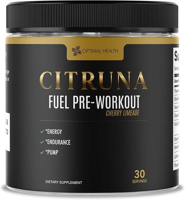Citruna Fuel Pre Workout Mix and Energy Supplement, Zero Sugar Drink with B-Complex Vitamins to Boost Strength, Sharpen Focus, and Increase Endurance - 30 Servings, Cherry Limeade Flavor