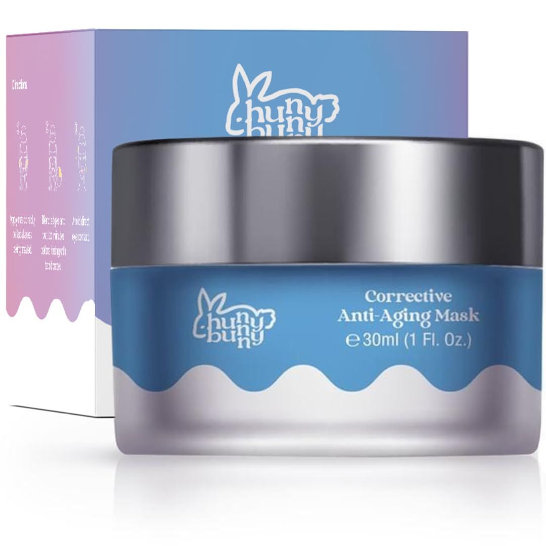 Hunny Bunny Corrective Anti-Aging Night Cream Mask Hybrid with Peptides, Hyaluronic Acid Squalane - 2-in-1 Firming, Hydrating Anti-Wrinkle Treatment, 30mL - Made in USA