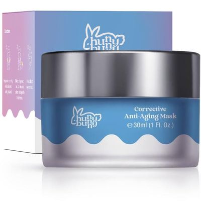 Hunny Bunny Corrective Anti-Aging Night Cream Mask Hybrid with Peptides, Hyaluronic Acid Squalane - 2-in-1 Firming, Hydrating Anti-Wrinkle Treatment, 30mL - Made in USA