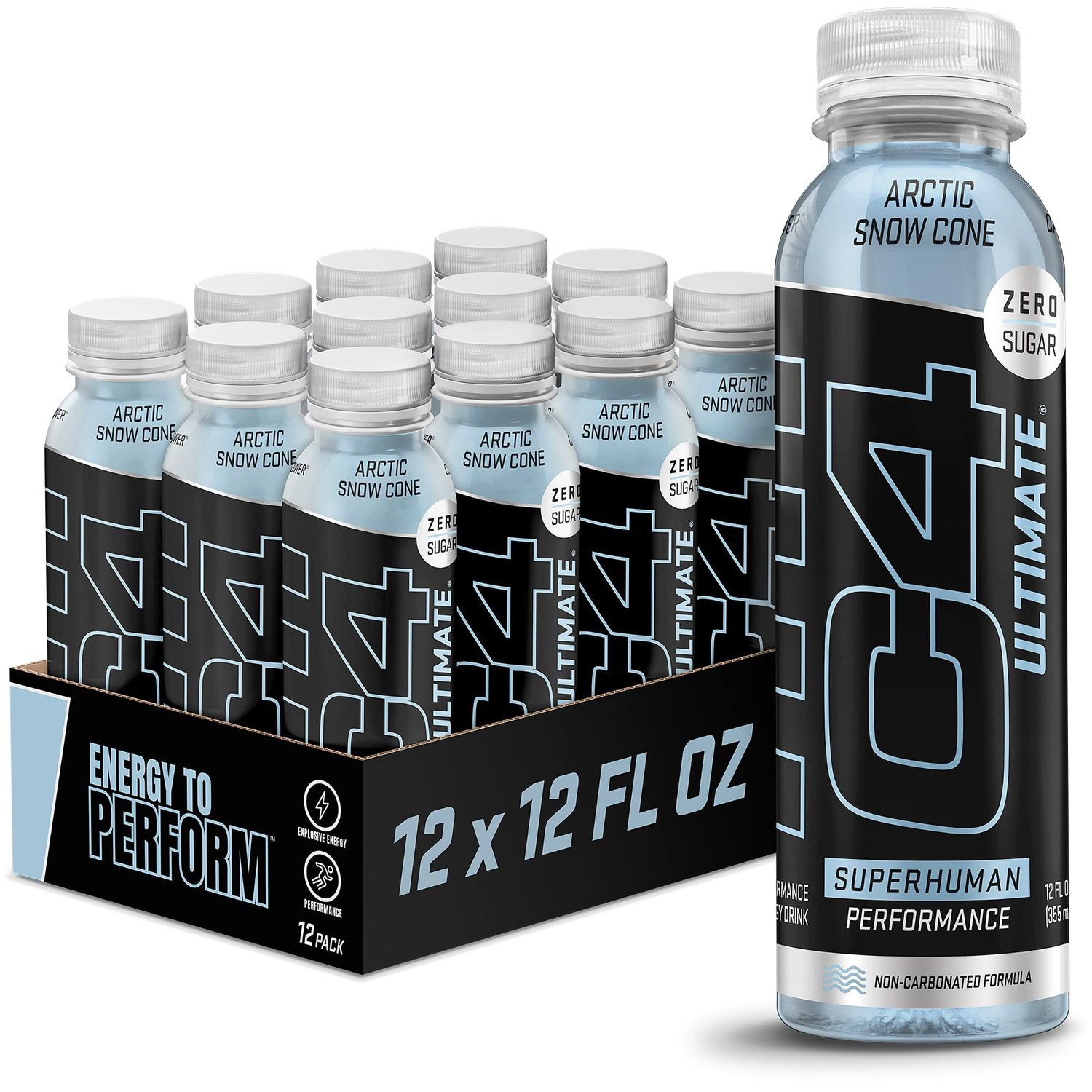 Cellucor C4 Ultimate Non-Carbonated Zero Sugar Energy Drink, Pre Workout Drink Beta Alanine, 12 Fl Oz (Pack of 12)