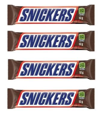 SNICKERS, Peanut Milk Chocolate Candy Bar, Full Size Bars1.07 oz each (4 full size bars)