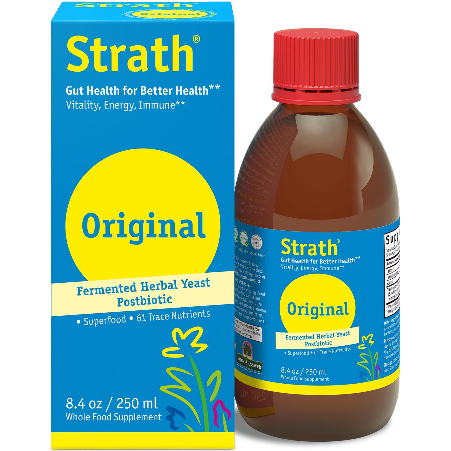 Strath Fermented Herbal Yeast Postbiotic - (8.4 Fl oz) Daily Nutritional Food Supplement Liquid Supports Metabolism Vegetarian Lactose-Free No Artificial Additives