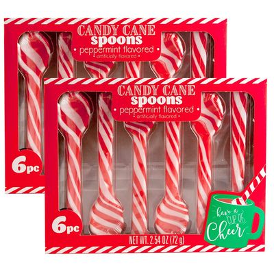 Candy Cane Peppermint Spoons - 1 doz - (4 packs of 6) Edible Candy Cane Spoons Candy Cane Spoons for Hot Chocolate and Coffee