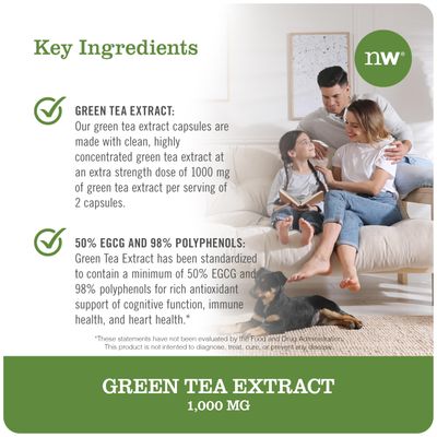 NatureWise Green Tea Extract Capsules 1000 mg - 50 EGCG 98 Polyphenols - Extra Strength Antioxidants for Heart Health and Energy - Vegan, Gluten Free, Non-GMO - 60 Count[1-Month Supply]