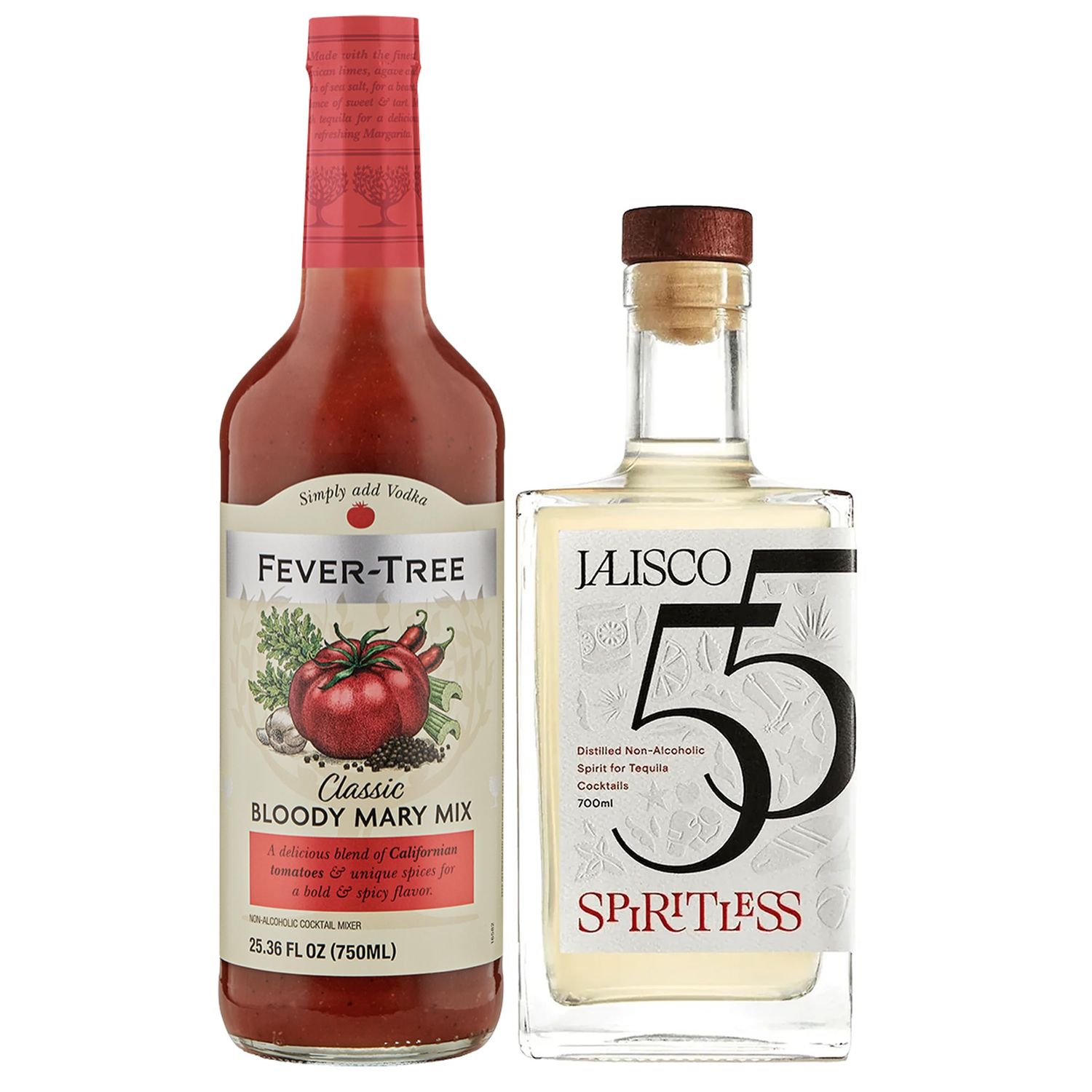 Spiritless Jalisco 55 Distilled Non-Alcoholic Tequila Bundle with Bloody Mary Mix - Bloody Maria - Premium Zero-Proof Liquor Spirits for a Refreshing Experience