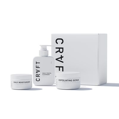 CRVFT Men s Facial Care Kit Aloe Vera Face Wash 3oz Hyaluronic Moisturizer 1oz Charcoal Exfoliating Scrub 1.7oz 3 Piece Complete Daily Skin Care System Look Feel Your Best [Scented]
