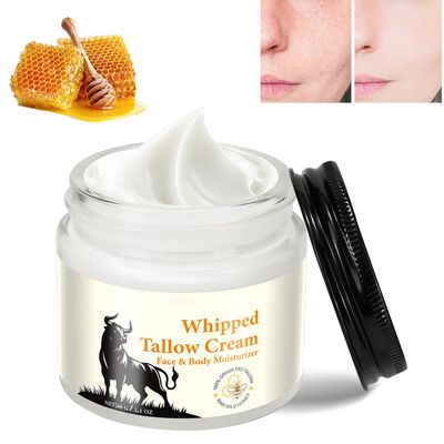 ploreatu Tallow for Skin, Moisturizer Cream, Nourishing and Hydrating Skin, Organic Tallow Honey Balm for Skin,Natural Grass-Fed Tallow Cream with Raw Honey for All Skin Care (1 PCS,60g)